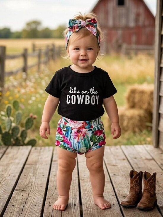 Mud + Honey Other - Girl's Dibs on the Cowboy Bummie Outfit